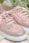 Buy_Coral Haze_Peach Valencia Lace Panel Wedding Sneakers _Online_at_Aza_Fashions