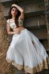 Priti Sahni_Ivory Silk, Georgette, Tulle Pearls, Sequins, Zari Round Embroidered Lehenga Set _at_Aza_Fashions