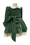 Jasmine And Alaia_Green Velvet Vintage Lace Trimmed Dress _Online_at_Aza_Fashions
