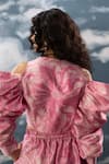 Buy_SAKSHAM & NEHARICKA_Pink Printed Floral Blazer Notched Acai Waistcoat And Pant Set _Online_at_Aza_Fashions