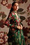 Buy_Prints by Radhika_Green Dupion Floral Print Gharara Pant Set_Online_at_Aza_Fashions
