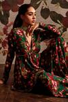 Buy_Prints by Radhika_Green Dupion Floral Print Gharara Pant Set