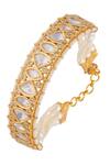 Curio Cottage_Gold Plated Kundan And Pearls & Studded Ponchi Bracelet_Online_at_Aza_Fashions