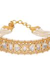 Buy_Curio Cottage_Gold Plated Kundan And Pearls & Studded Ponchi Bracelet_Online_at_Aza_Fashions