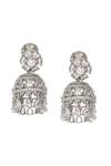 Buy_Curio Cottage_Diamante Trinket Mini Cubic Zirconia Jhumka Earrings_Online_at_Aza_Fashions