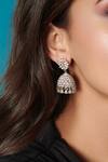 Shop_Curio Cottage_Diamante Florana Cubic Zirconia Jhumka Earrings_Online_at_Aza_Fashions