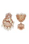 Buy_Curio Cottage_Kundan And Pearl Embellished Jhumka Earrings_Online_at_Aza_Fashions