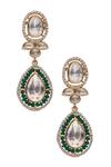 Curio Cottage_Gold Plated Semi Precious Kundan Stones And Crystals Embellished Drop Earrings_Online_at_Aza_Fashions