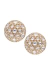 Curio Cottage_Gold Plated Semi Precious Kundan Stones Embellished Stud Earrings_Online_at_Aza_Fashions