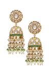 Curio Cottage_Kundan And Floral Embellished Jhumka Earrings_Online_at_Aza_Fashions