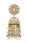 Shop_Curio Cottage_Kundan And Floral Embellished Jhumka Earrings_Online_at_Aza_Fashions