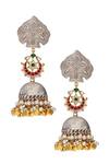 Curio Cottage_Aria Floral Carved Jhumka Earrings_Online_at_Aza_Fashions