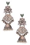 Curio Cottage_Lotus Studded Jhumka Earrings_Online_at_Aza_Fashions