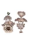 Shop_Curio Cottage_Lotus Studded Jhumka Earrings_Online_at_Aza_Fashions