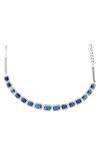 Curio Cottage_Blue Cubic Zirconia Diamante Choker Set_Online_at_Aza_Fashions