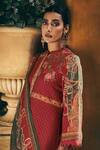 Label Varsha_Red Viscose Pashmina Printed Digital Mandarin Collar Paisley Patterned Kurta Set_Online_at_Aza_Fashions