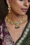 Buy Swabhimann Green Imitation Diamonds Gold Toned Kundan Floral Necklace Set Online at Aza Fashions Buy_Swabhimann_Green Imitation Diamonds Gold Toned Kundan Floral Necklace Set _Online_at_Aza_Fashions