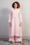 Buy_Samant Chauhan_Pink Cotton Silk Embroidered Aari Round Straight Kurta Set_Online_at_Aza_Fashions