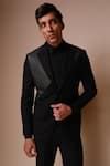 Buy_Tisa - Men_Black Terry Rayon Plain Textured Tuxedo Set _Online_at_Aza_Fashions