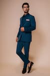 Buy_Tisa - Men_Blue Tuxedo And Trousers- Viscose Polyester Plain Lapel Collar Set _Online_at_Aza_Fashions