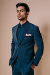 Shop_Tisa - Men_Blue Tuxedo And Trousers- Viscose Polyester Plain Lapel Collar Set _Online_at_Aza_Fashions