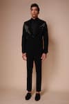 Tisa - Men_Black Tuxedo And Trousers- Viscose Polyester Embroidery Cutdana Set  _Online_at_Aza_Fashions