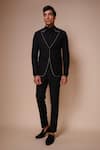 Tisa - Men_Black Terry Rayon Embroidery Stitchline Tuxedo Set  _Online_at_Aza_Fashions