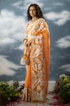 Shop_SAKSHAM & NEHARICKA_Orange Silk Organza Hand Embroidered Abhilasha Floral Jaal Saree _Online_at_Aza_Fashions