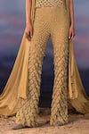Rohit Gandhi + Rahul Khanna_Green Tulle Embroidery Sequins Square Citrine Swing Top With Fornix Trouser _Online_at_Aza_Fashions