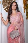 Buy_Sanchi Juneja_Grey Georgian Net Embroidered Pearl V Neck Saree Set  _Online_at_Aza_Fashions