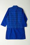 Buy_Shruti Jalan_Blue Kota Doria, Cotton, Silk Tassels Ikat Print Bundi And Kurta Set _Online_at_Aza_Fashions