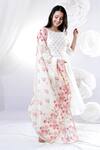 Buy_House Of TA-YA_Off White Cotton, Chanderi, Lycra Floral Digital Print High-low Kurta Pant Set _Online_at_Aza_Fashions
