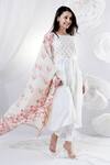 House Of TA-YA_Off White Cotton, Chanderi, Lycra Floral Digital Print High-low Kurta Pant Set _Online_at_Aza_Fashions