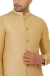 Buy_Manish Nagdeo_Gold Cotton Silk Quilted Bundi Jacket Kurta Set _Online_at_Aza_Fashions