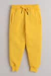 Shop_Knitting Doodles_Yellow Fleece Printed Aeroplane Jacket And Joggers Set  _Online_at_Aza_Fashions