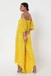 Buy_Style Junkiie_Yellow Double Georgette Embroidery Off Shoulder Sleeve Jumpsuit  _Online_at_Aza_Fashions