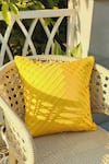 Throwpillow_Yellow Blend Of Cotton And Polyester Pleated Cushion Pillowcase _at_Aza_Fashions