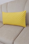 Throwpillow_Yellow Blend Of Cotton And Polyester Pleated Cushion Cover _Online_at_Aza_Fashions