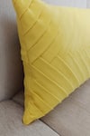 Throwpillow_Yellow Blend Of Cotton And Polyester Pleated Cushion Cover _at_Aza_Fashions