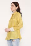 Buy_Bha sha_Yellow Muslin Printed Bandhani Collared Neck Zein Shirt _Online_at_Aza_Fashions