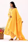 Abbaran_Yellow Cotton Cambric Print Floral Round Neck Anarkali Set _Online_at_Aza_Fashions