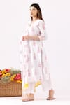 Abbaran_Ivory Cotton Cambric Printed And Embellished Floral V Neck A-line Kurta Set _Online_at_Aza_Fashions