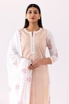 Shop_Abbaran_Ivory Cotton Cambric Printed And Embellished Floral Block Straight Kurta Set _Online_at_Aza_Fashions