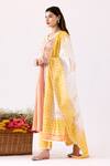 Buy_Abbaran_Yellow Cotton, Muslin Embroidery, Lace V-neck Floral Print Panelled Anarkali Set_Online_at_Aza_Fashions