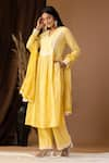 Shop_Abbaran_Yellow Cotton Printed Bloom V Neck Kurta Palazzo Set _Online_at_Aza_Fashions