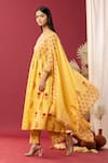 Buy_Abbaran_Yellow Anarkali And Palazzo Cotton Cambric Printed Block Floral & Paisley Set _Online_at_Aza_Fashions