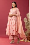 Buy_Abbaran_Pink Anarkali And Palazzo Cotton Cambric Printed Block Paisley & Floral Set _Online_at_Aza_Fashions