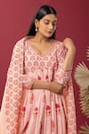 Shop_Abbaran_Pink Anarkali And Palazzo Cotton Cambric Printed Block Paisley & Floral Set _Online_at_Aza_Fashions