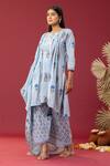 Buy Abbaran Blue , Satin Embroidery Round Neck Block Print Kurta Salwar Set Online at Aza Fashions Buy_Abbaran_Blue , Satin Embroidery Round Neck Block Print Kurta Salwar Set _Online_at_Aza_Fashions