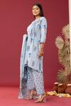 Shop Abbaran Blue , Satin Embroidery Round Neck Block Print Kurta Salwar Set Online at Aza Fashions Shop_Abbaran_Blue , Satin Embroidery Round Neck Block Print Kurta Salwar Set _Online_at_Aza_Fashions